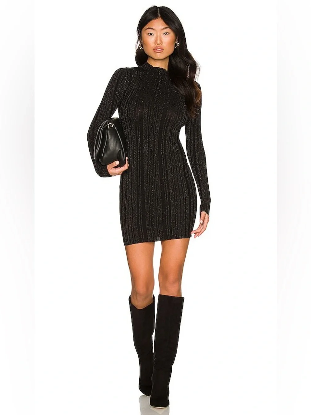 L'Academie Jura Mini Knit Dress in Gunmetal - Picture 2 of 8
